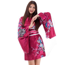 Short Japanese Kimono Claret red